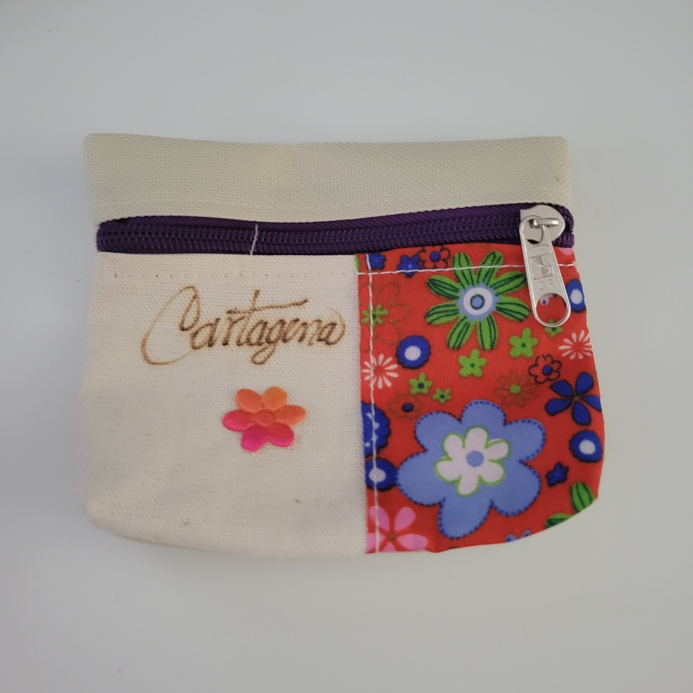 New CARTAGENA COLOMBIA Floral Canvas Coin Purse - SOUVENIR
